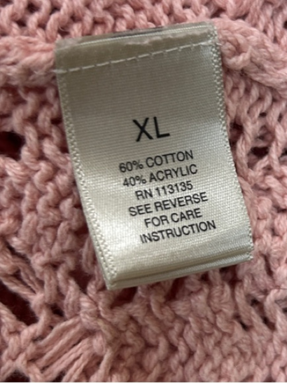 Leo & Nicole Dusty Pink Open-Front Lace Knit Cotton Blend Cardigan - Picture 3 of 10